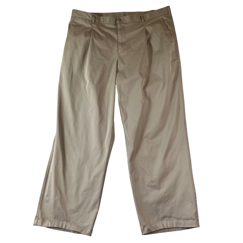 Vintage Nike TEAM Pants Men 44 (Fit 42x32) Pleated Chinos Khaki Wide Leg Stretch